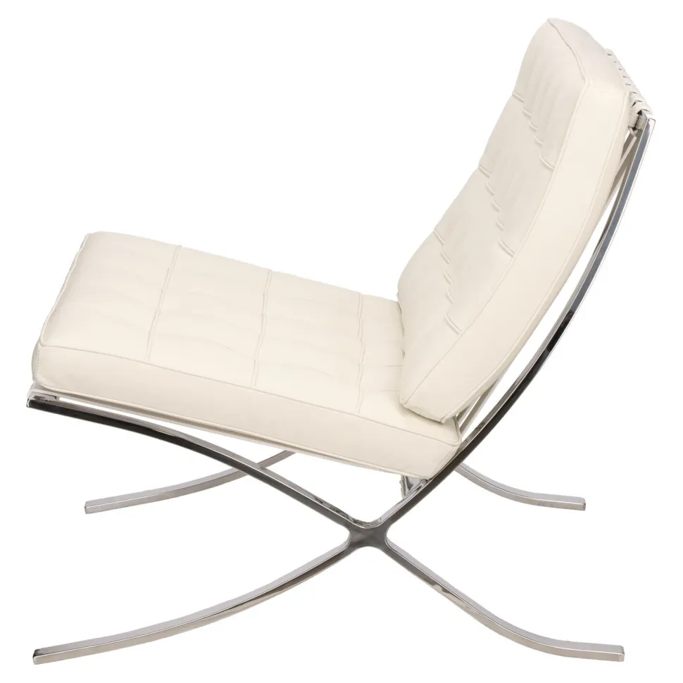 Fotel BA1 skóra naturalna biała inspirowany Barcelona