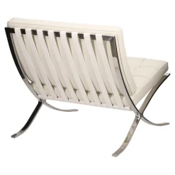 Fotel BA1 skóra naturalna biała inspirowany Barcelona