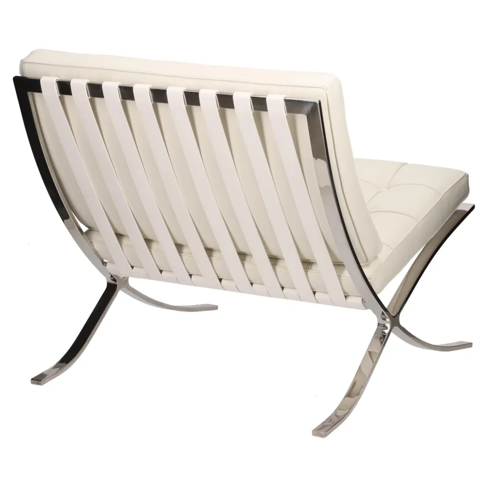 Fotel BA1 skóra naturalna biała inspirowany Barcelona