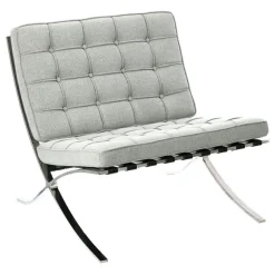 Fotel BA1 tkanina jasny szary inspirowany Barcelona