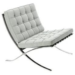 Fotel BA1 tkanina jasny szary inspirowany Barcelona