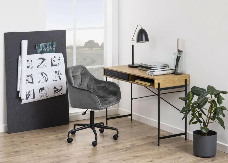 Fotel biurowy Brooke VIC szary jasny welwetowy