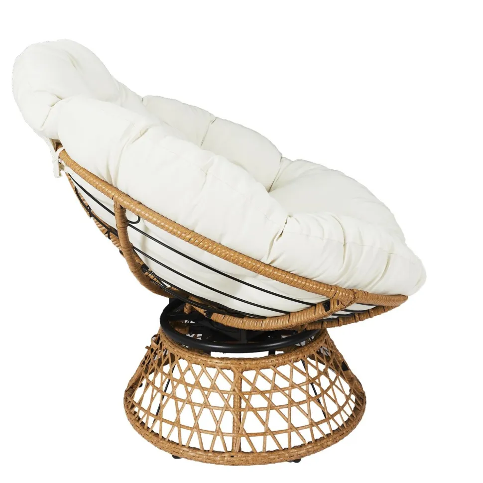 Fotel Cancun biały/naturalny obrotowy