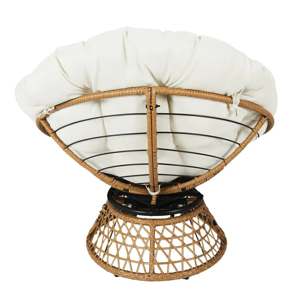 Fotel Cancun biały/naturalny obrotowy