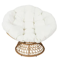 Fotel Cancun biały/naturalny obrotowy