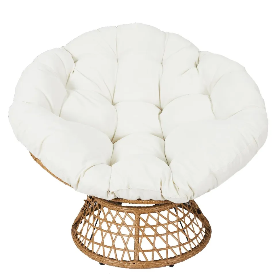 Fotel Cancun biały/naturalny obrotowy