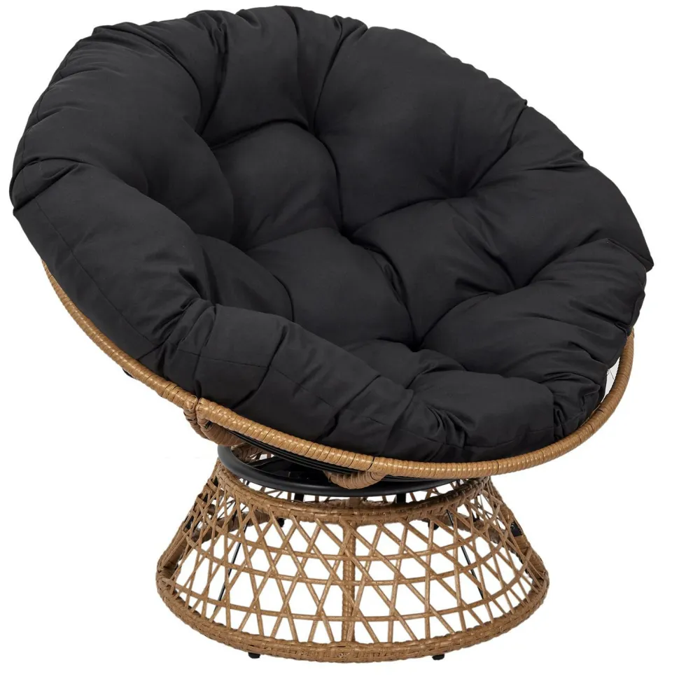 Fotel Cancun czarny/naturalny obrotowy