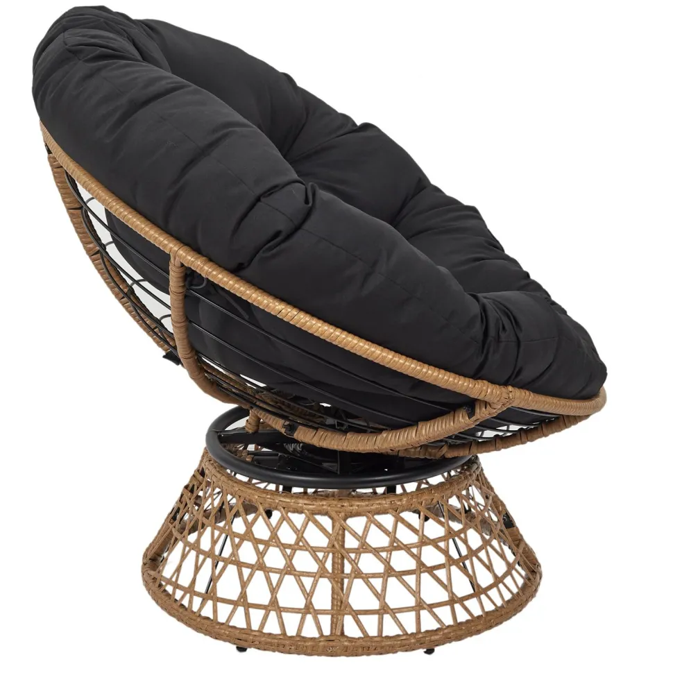 Fotel Cancun czarny/naturalny obrotowy