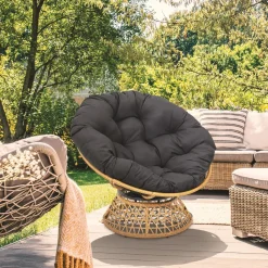 Fotel Cancun czarny/naturalny obrotowy