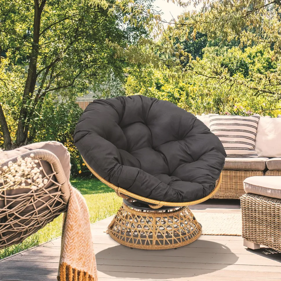 Fotel Cancun czarny/naturalny obrotowy