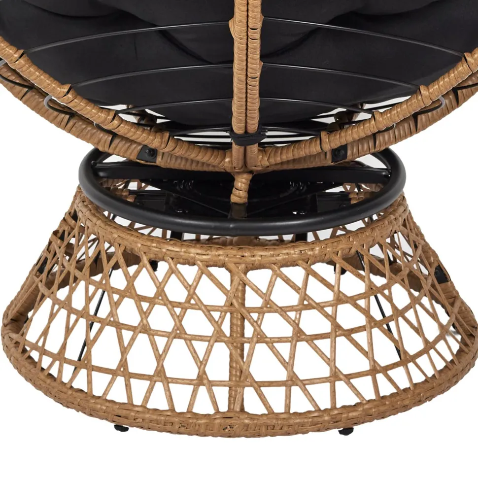 Fotel Cancun czarny/naturalny obrotowy