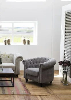 Fotel Charlietown VIC dark grey pikowany