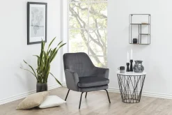 Fotel Chisa VIC Dark Grey tapicerowany