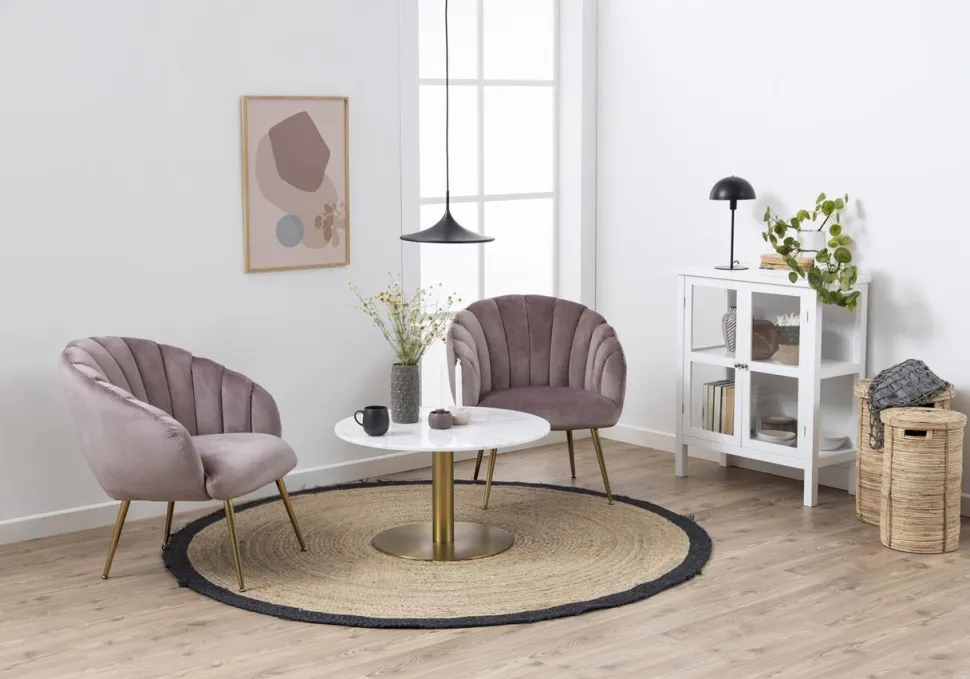 Fotel Daniella Dusty Rose złote nogi