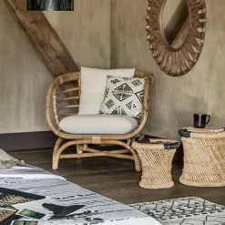 Fotel Farah rattan biały