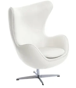 Fotel Jajo biała skóra 01 Premium