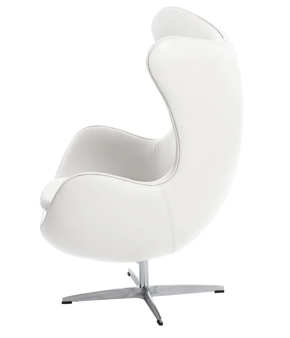 Fotel Jajo biała skóra 01 Premium