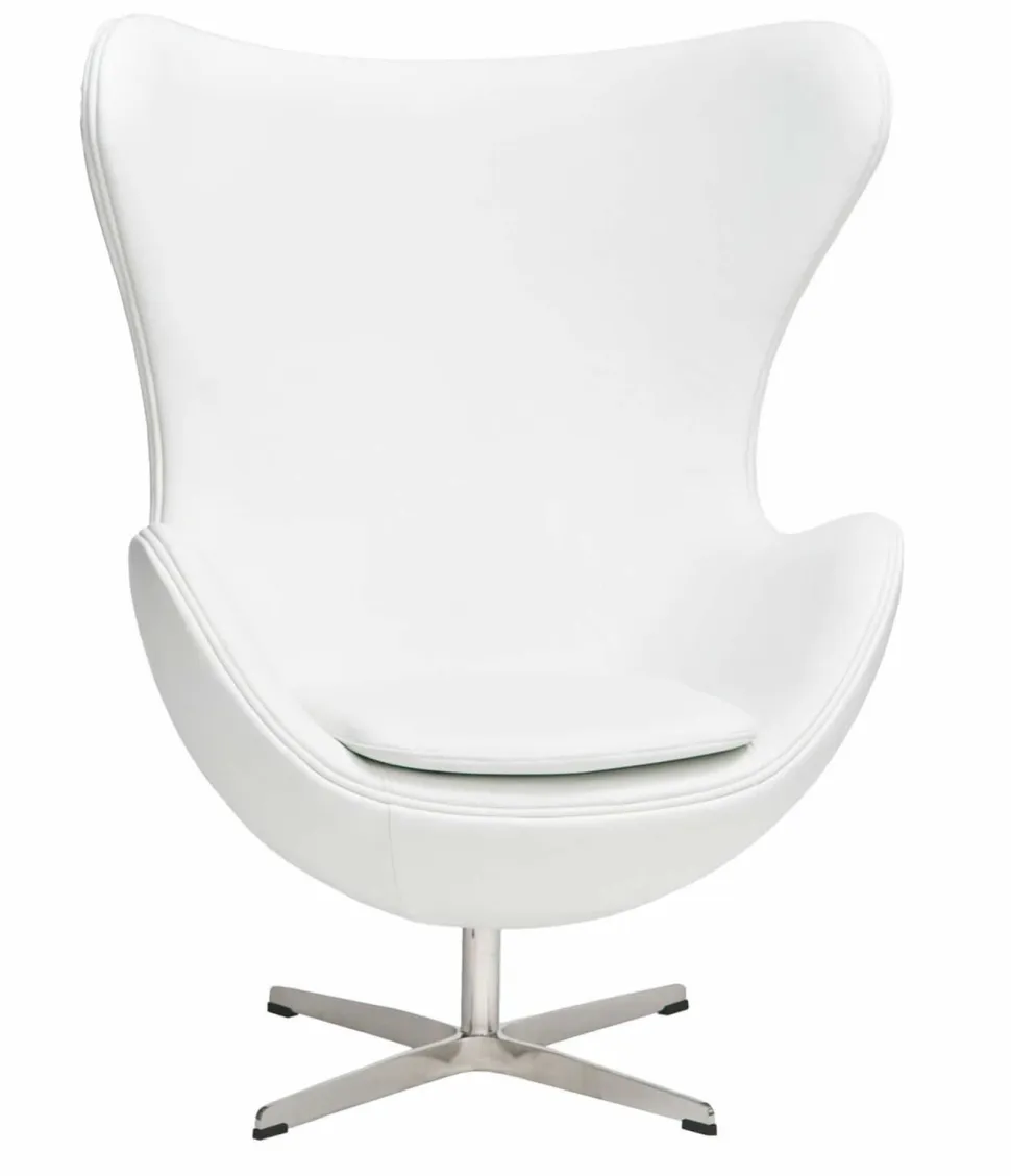 Fotel Jajo biała skóra 01 Premium