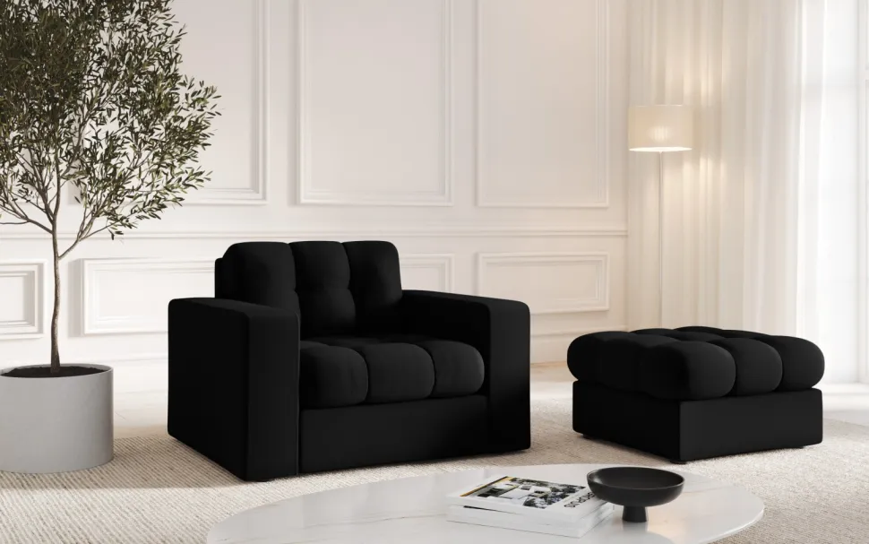 Fotel Justin Black Structured Fabric