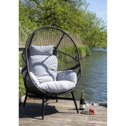 Fotel kokon ogrodowy Rosario  czarny/szary