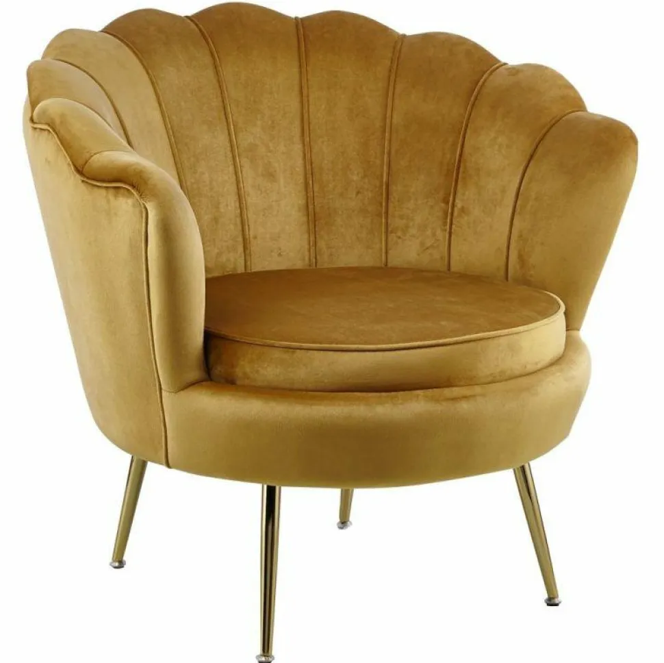 Fotel Korab VIC musztardowy/nogi złote