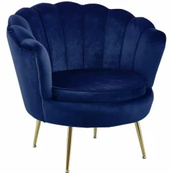 Fotel Korab VIC niebieski/nogi złote