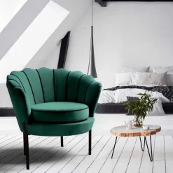Fotel muszelka Aniel zielony ciemny