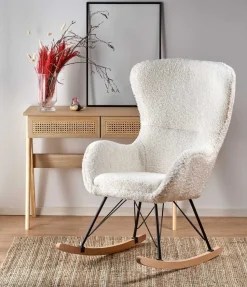 Fotel na biegunach Ebra kremowy