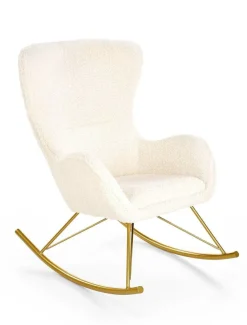 Fotel na biegunach Fadil kremowy/ złoty