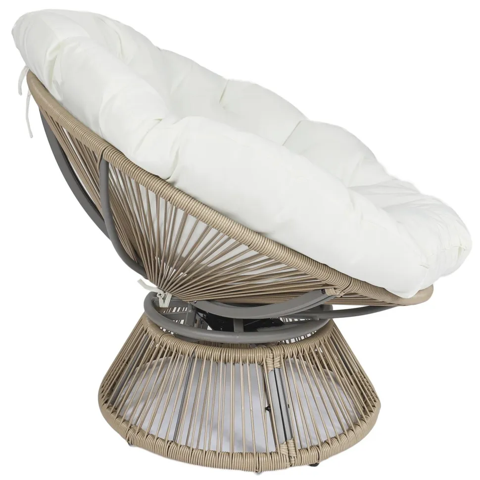 Fotel Nucan biały/naturalny obrotowy