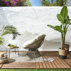 Fotel Nucan biały/naturalny obrotowy