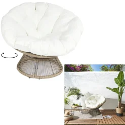 Fotel Nucan biały/naturalny obrotowy