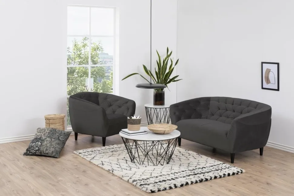 Fotel Ria VIC Dark grey pikowany