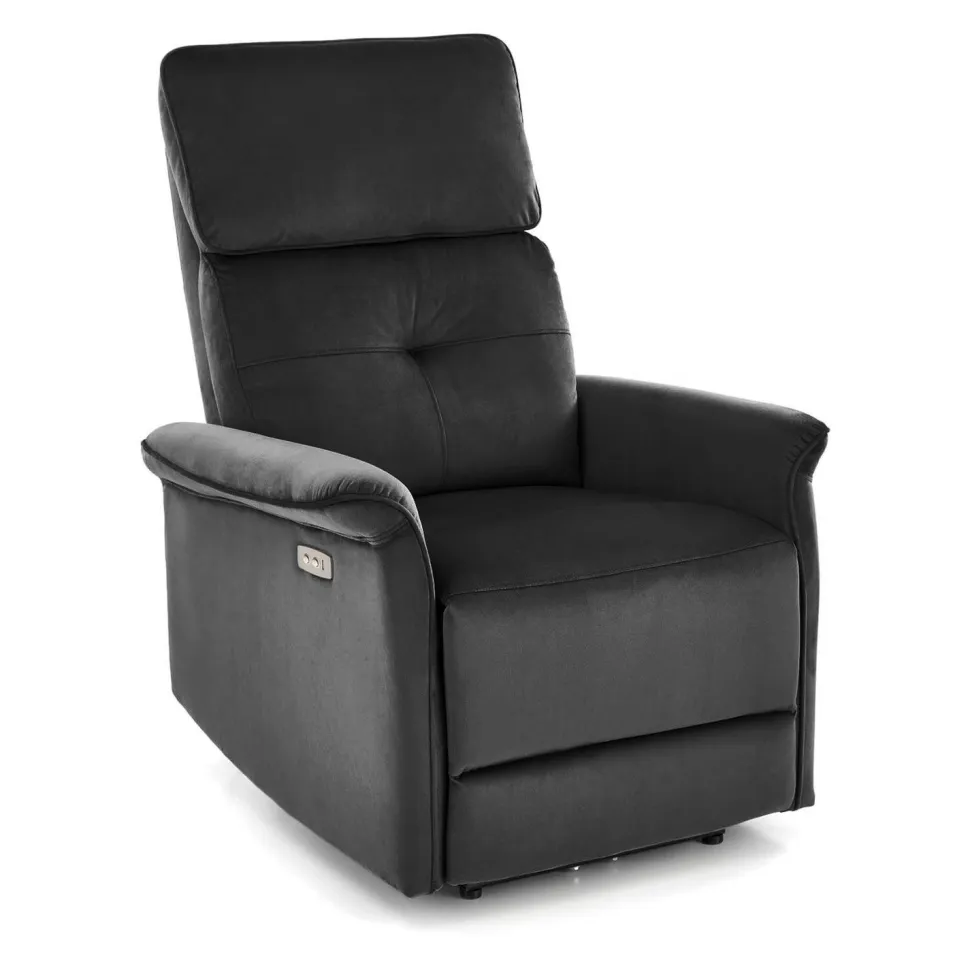 Fotel rozkładany Karlin Velvet czarny