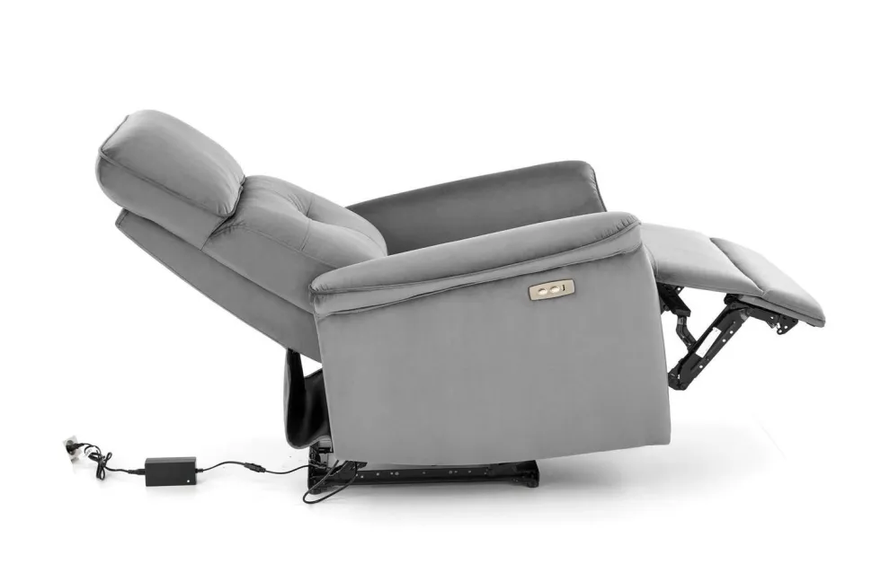 Fotel rozkładany recliner Karlin welwet szary