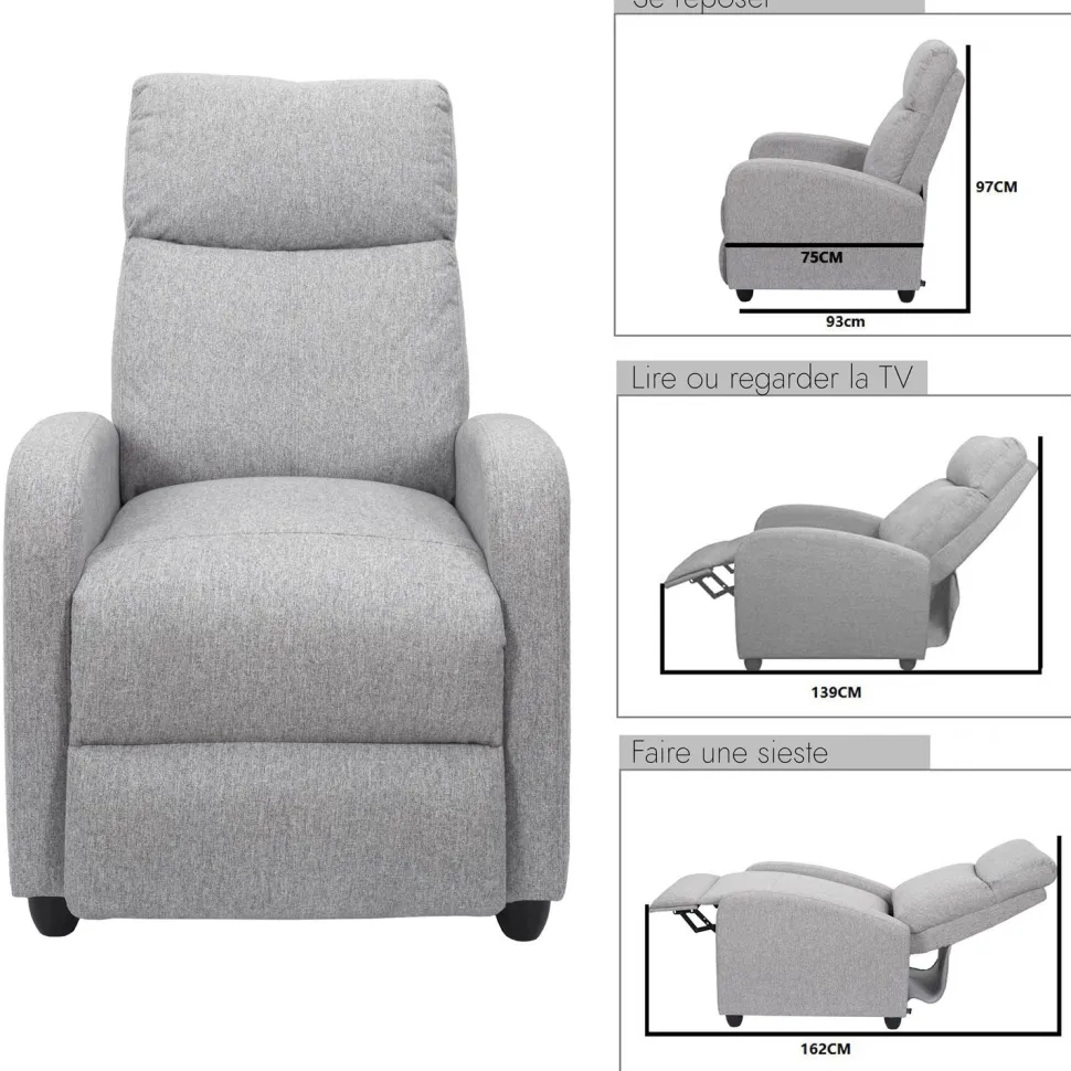 Fotel rozkładany Recliner Dream szary