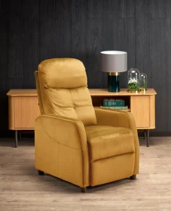 Fotel rozkładany recliner Dativo welwet żółty