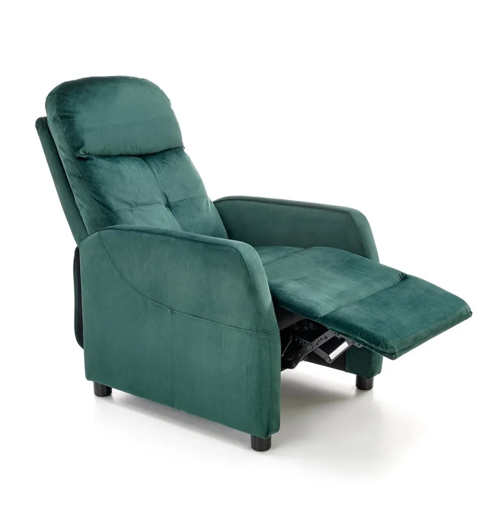 Fotel rozkładany recliner Dativo welwet zielony