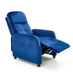 Fotel rozkładany recliner Dativo welwet niebieski