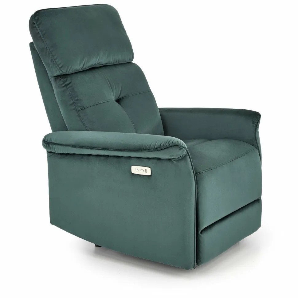 Fotel rozkładany recliner Karlin welwet zielony
