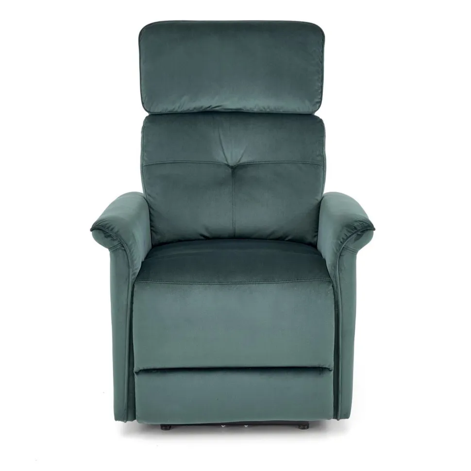 Fotel rozkładany recliner Karlin welwet zielony