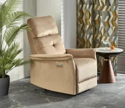 Fotel rozkładany recliner Karlin welwet beżowy