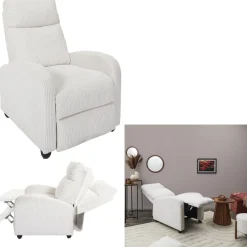 Fotel rozkładany Recliner Dream biały     sztruks