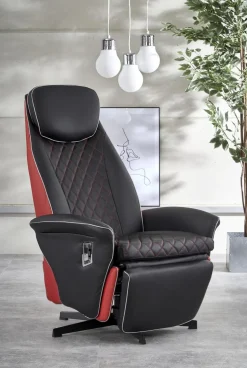 Fotel rozkłądany recliner Marco czarny/czerwony