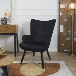 Fotel uszak Gulia czarny sztruks