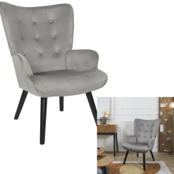 Fotel uszak Gulia szary sztruks