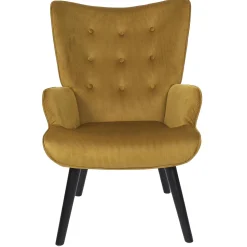 Fotel uszak Gulia żółty sztruks