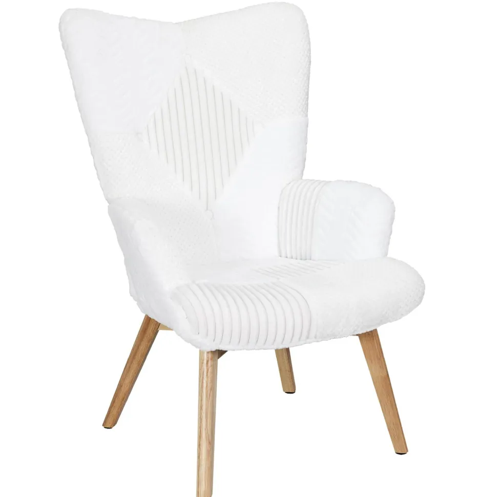 Fotel uszak Helsinki biały patchwork