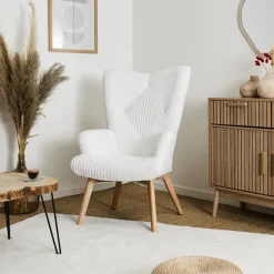 Fotel uszak Helsinki biały patchwork