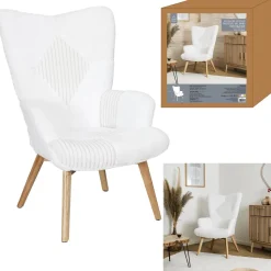 Fotel uszak Helsinki biały patchwork